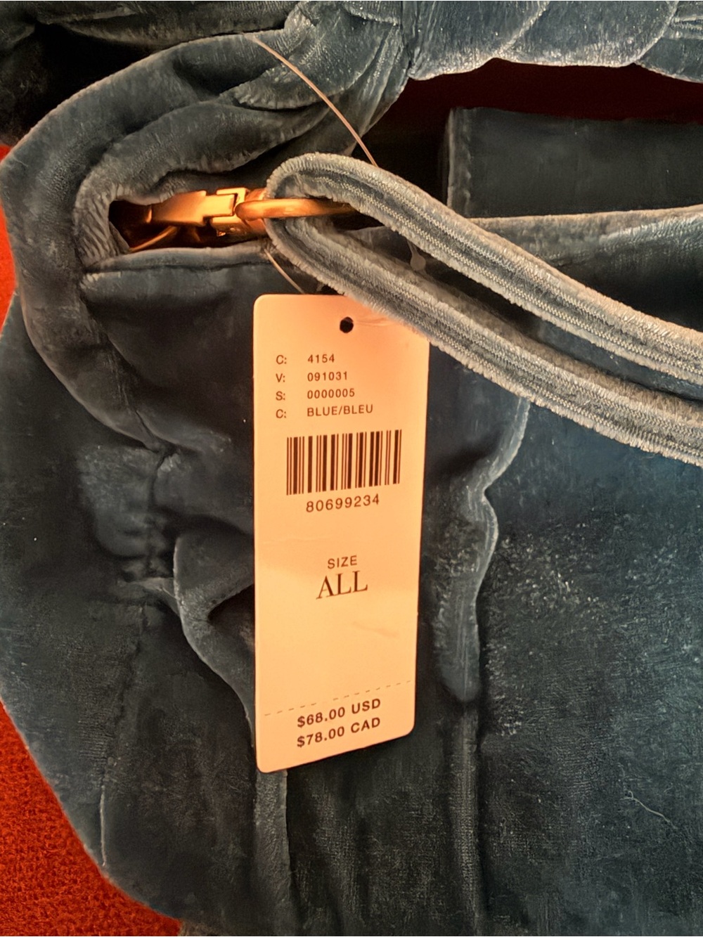 Anthropologie Velvet Knot Top Crossbody Bag Blue NWT Ruched Bow Purse - Picture 3 of 3